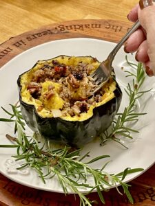 Stuffed Acorn Squash with fork