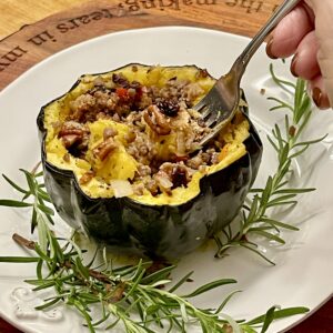 Stuffed Acorn Squash with fork