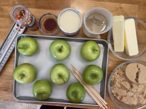 Ingredients for caramel apples