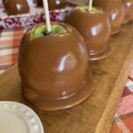 caramel apples on serving tray