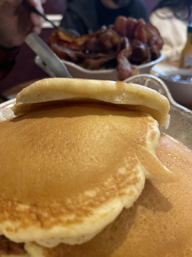 pancakes and bacon served at Monell's