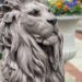 lion at the front of Belmont Mansion in Nashville