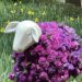 Purple floral sheep in the entrance garden at the 2025 Antiques and Garden Show of Nashville