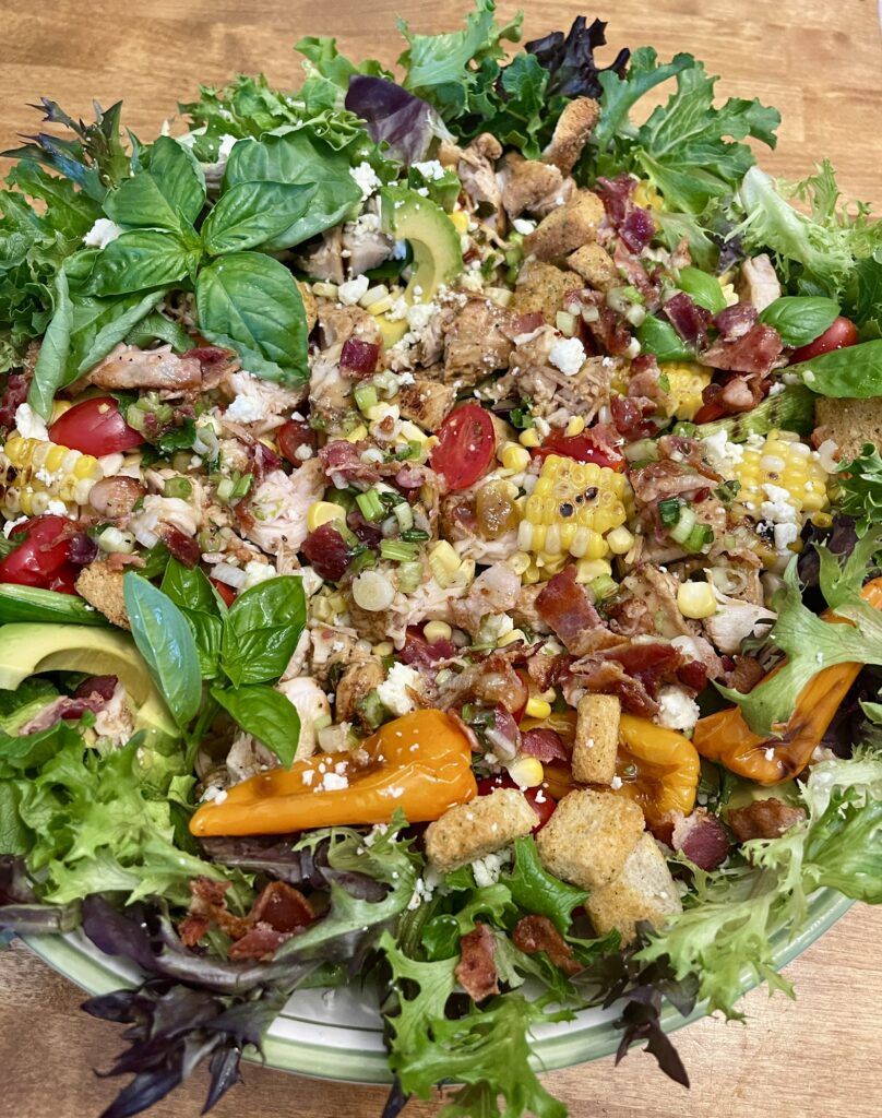 assembled grilled summer chicken salad