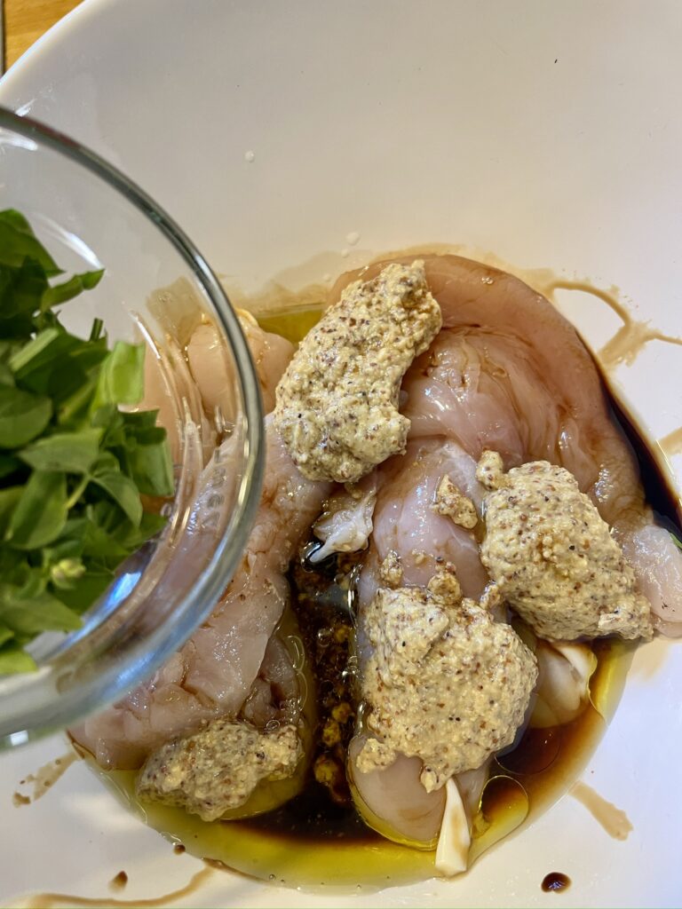 chicken to be marinated for summer grilled chicken salad