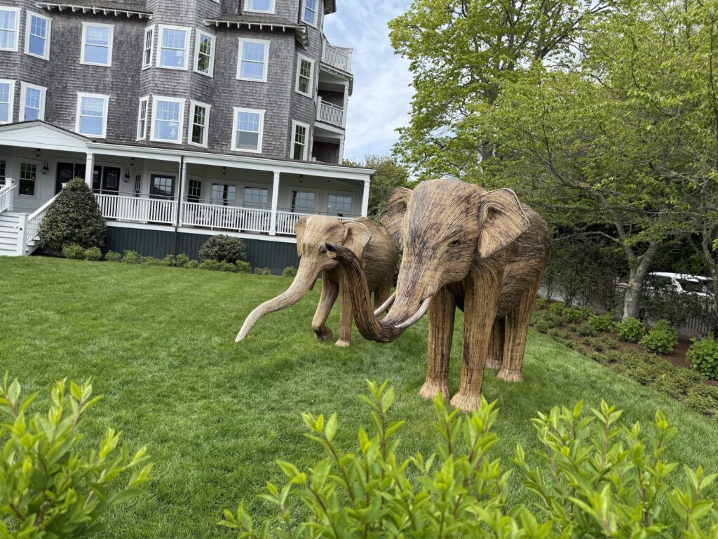 Elephants on the lawn in Edgartown, Martha's Vineyard