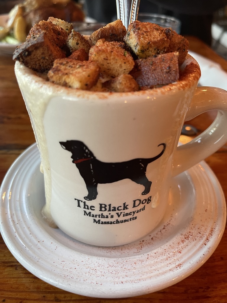 Martha's Vineyard Black Dog Tavern Clam Chowder in a cup