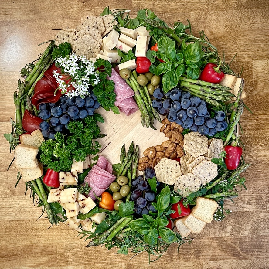 charcuterie wreath from above