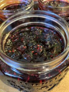 open jar of blackberry jam