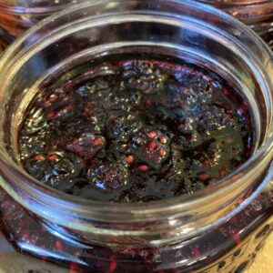 open jar of blackberry jam
