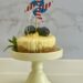 mini cheesecake with patriotic pinwheel and blueberries