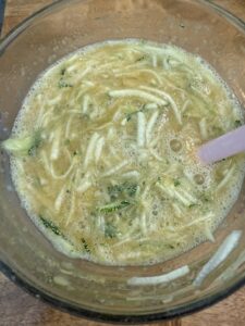 zucchini added to wet ingredients for double chocolate zucchini bread