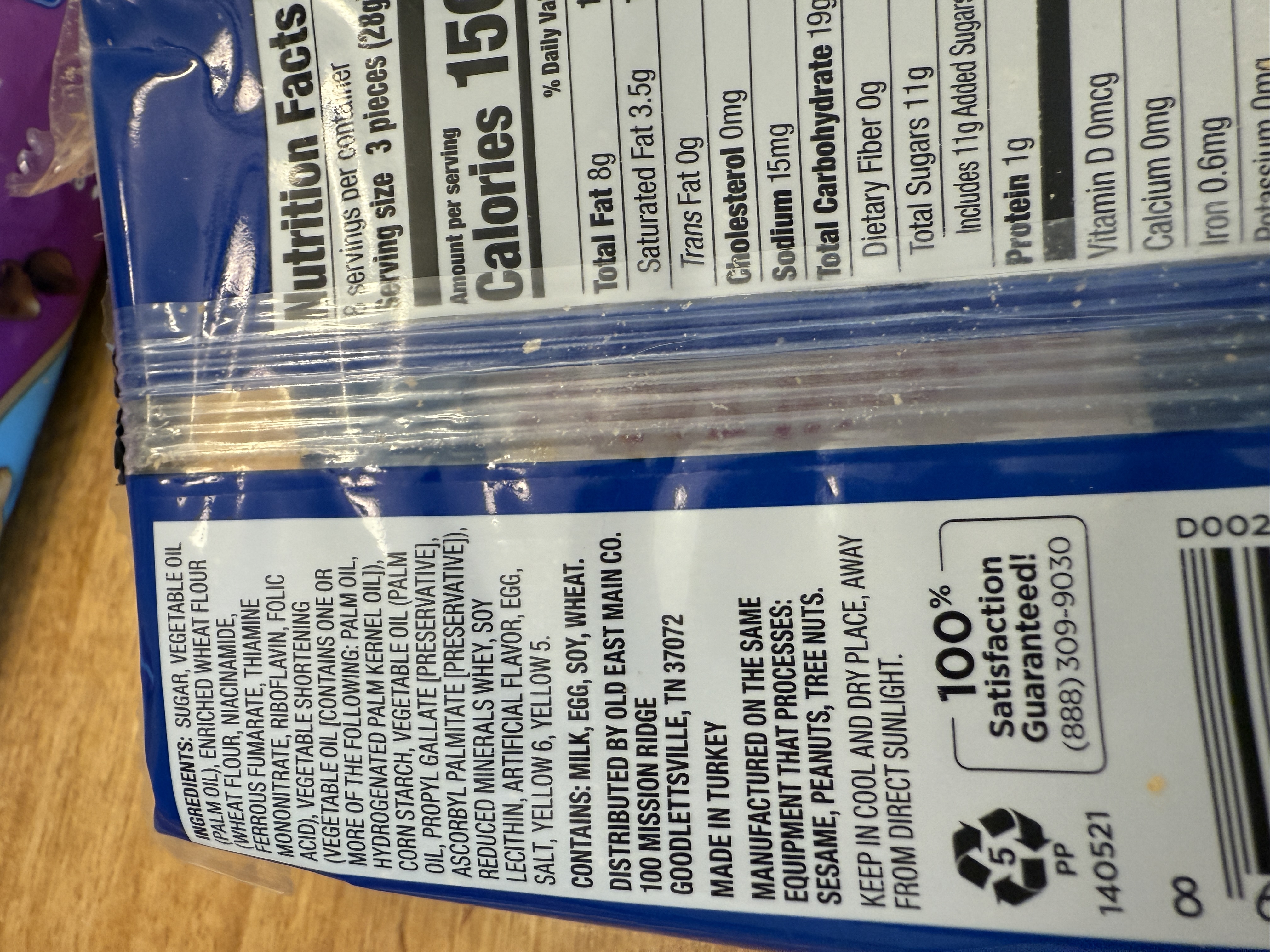 Sugar Wafer ingredients for pencil cookies