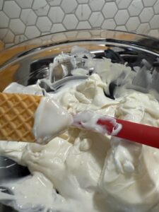 adding the white chocolate pencil point