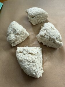 bagel dough ball cut into 4 pieces