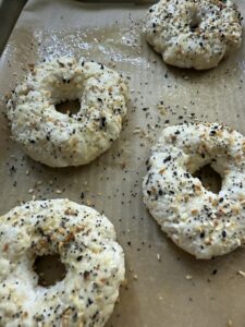 seasoning added to unbaked bagels