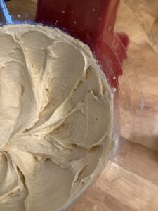 Creamed butter and sugars for s'mores cookies