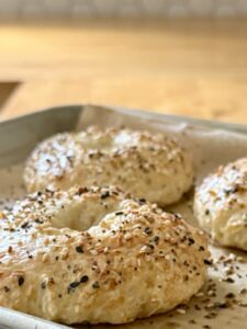 baked bagels on sheet