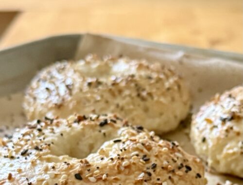 baked bagels on sheet