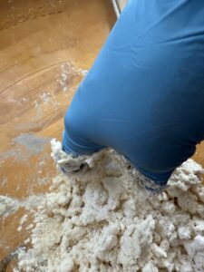 kneading protein bagel dough