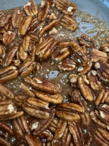 glazing pecans in pan