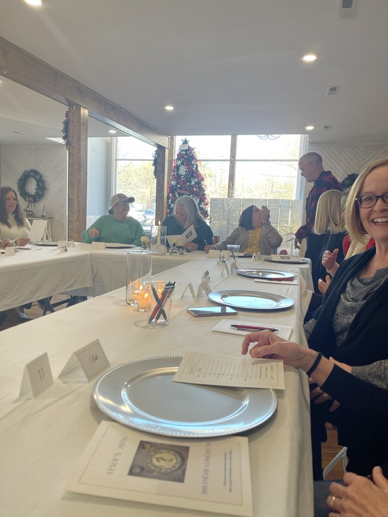 table at the Birthday Mystery Luncheon