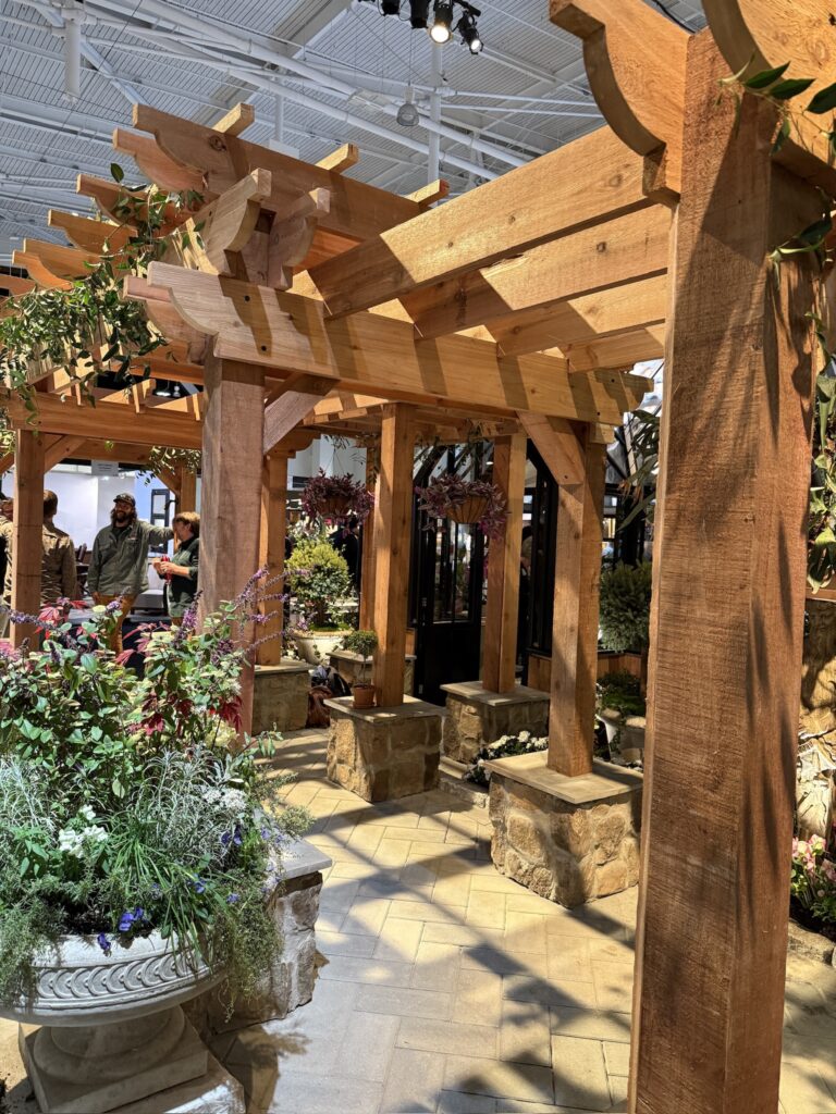 wooden garden structure around the Hartley entrance