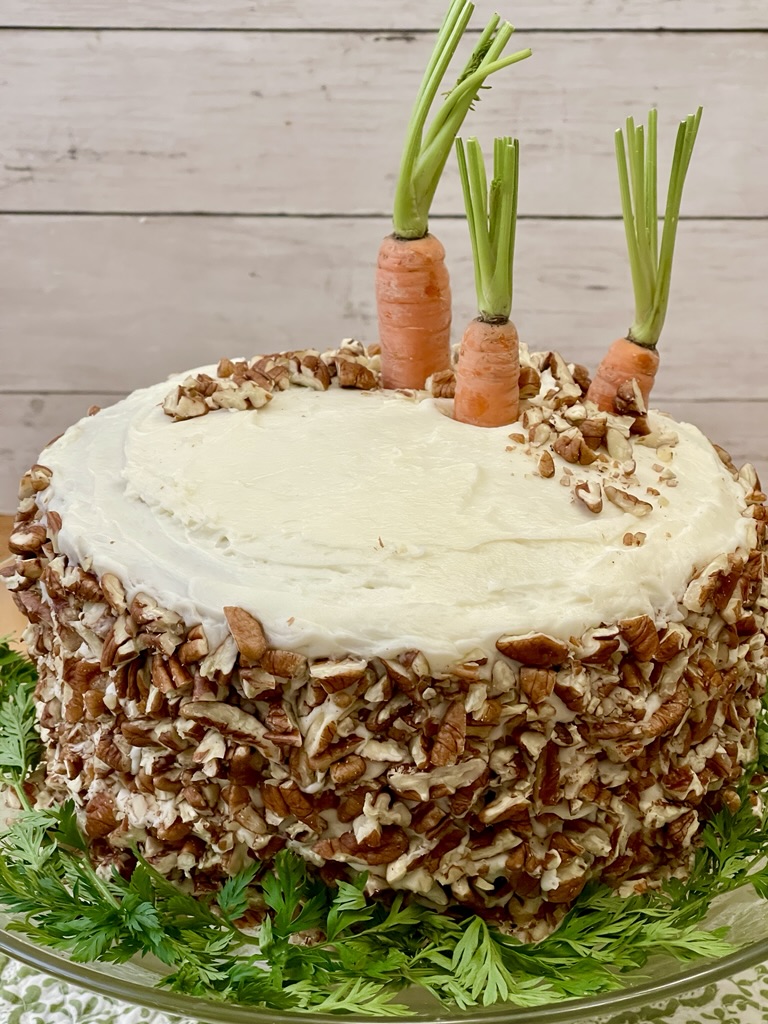 carrot cake with carrots and nuts