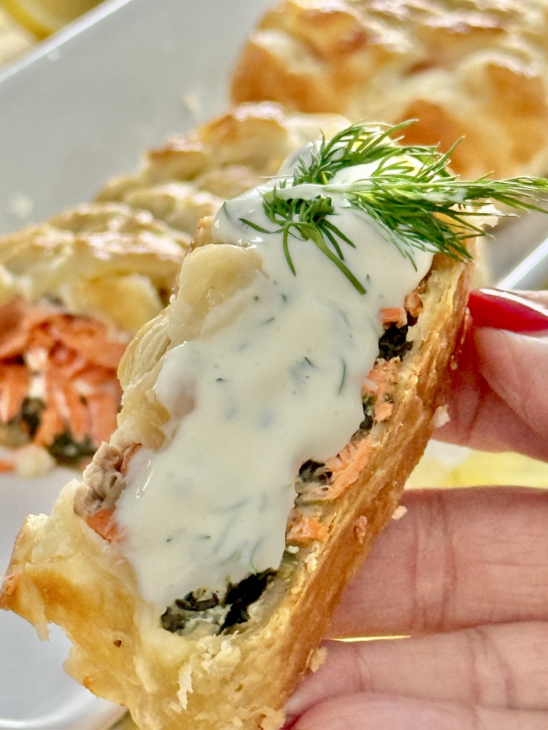 Salmon Wellington with Lemon Dill Sauce