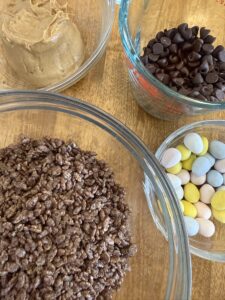 ingredients for cocoa rice krispies bird nests