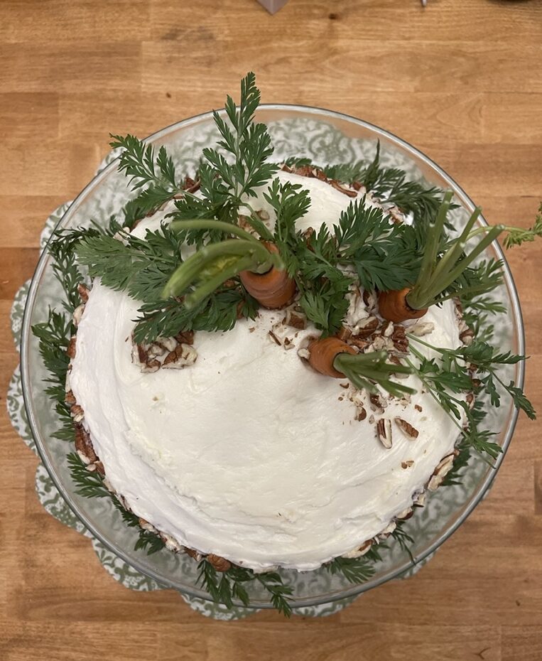overhead view of carrot cake