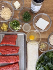 ingredients for Salmon Wellingtons
