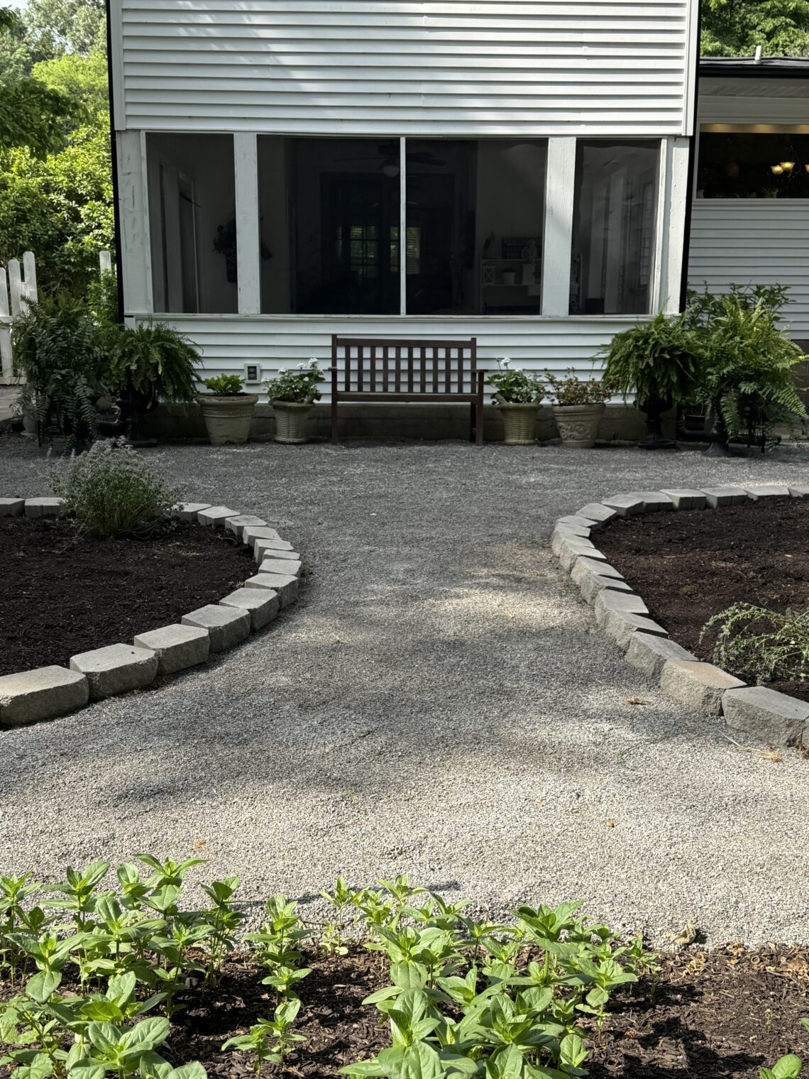 back centered AI inspired garden area
