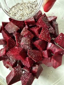 salt and pepper added to beets