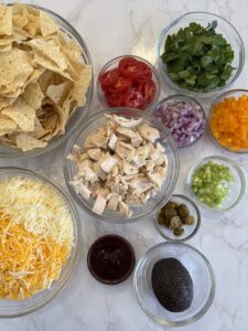 prepped ingredients for summer sheet pan nachos