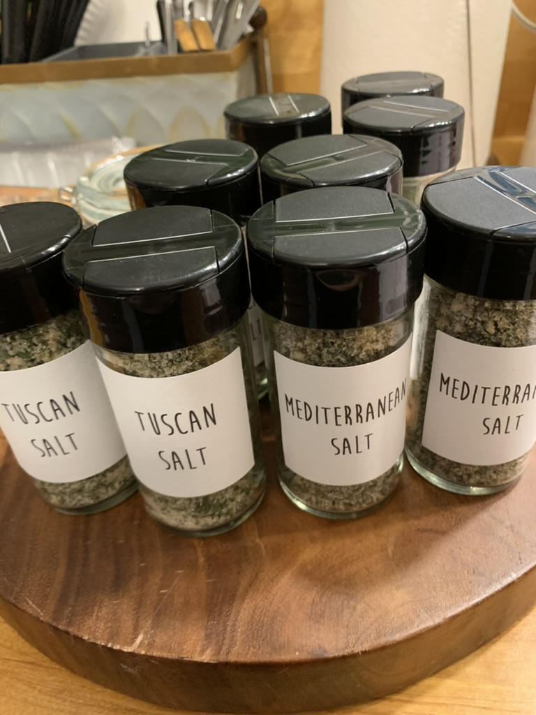 bottles of mediterranean and tuscan salts