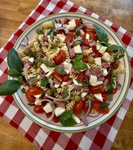 overhead view of Caprese salad