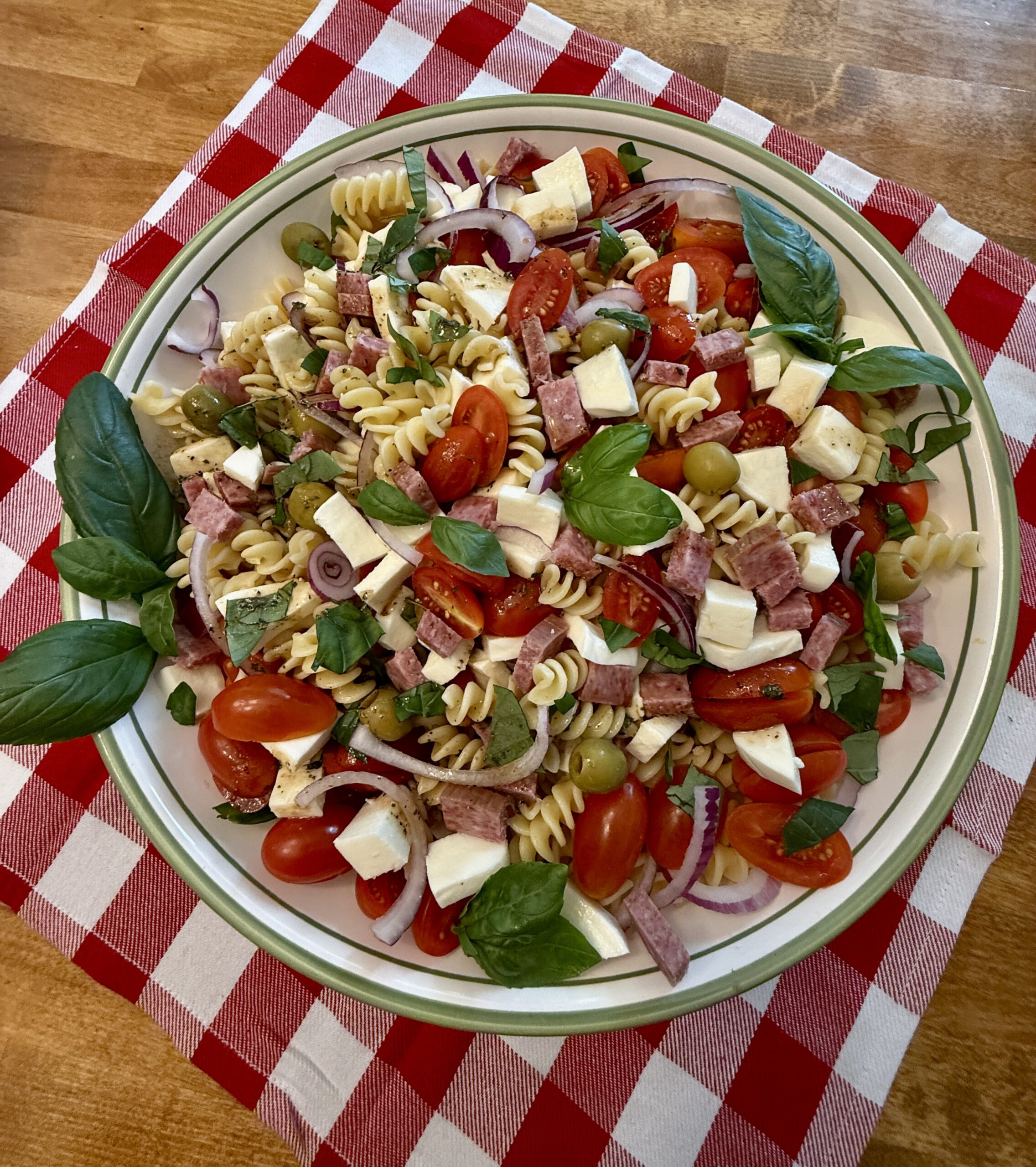 overhead view of Caprese salad