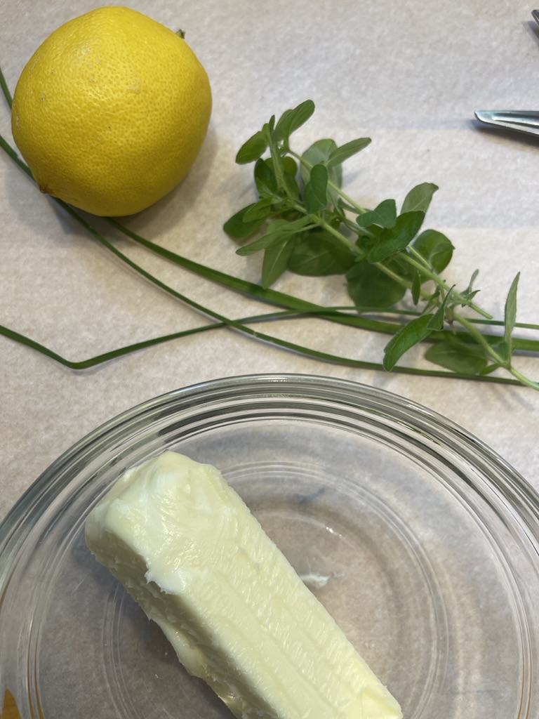 ingredients for lemon chive butter