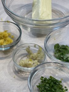 prepped ingredients for lemon chive compound butter