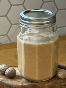 Pumpkin spice cream added to a jar