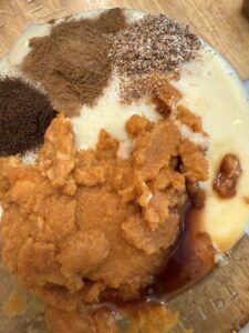 Ingredients for pumpkin spice cream
