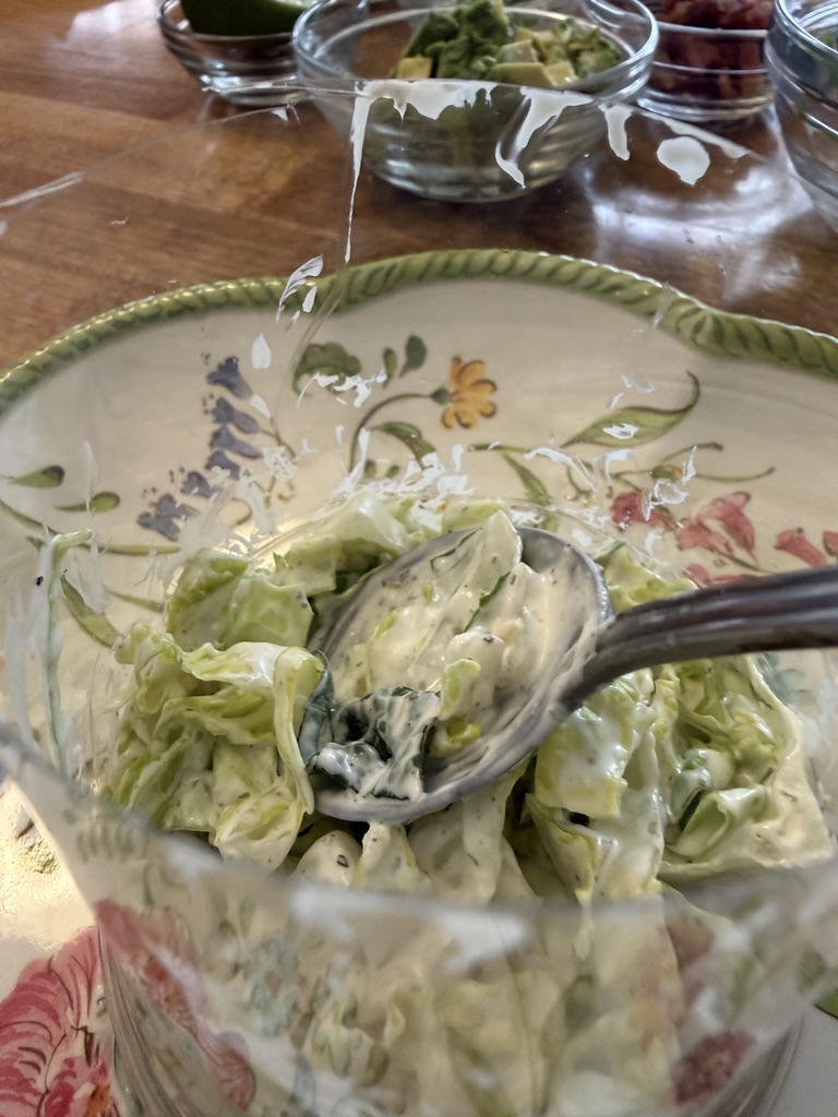 layering Cobb salad ingredients in clear solo cup