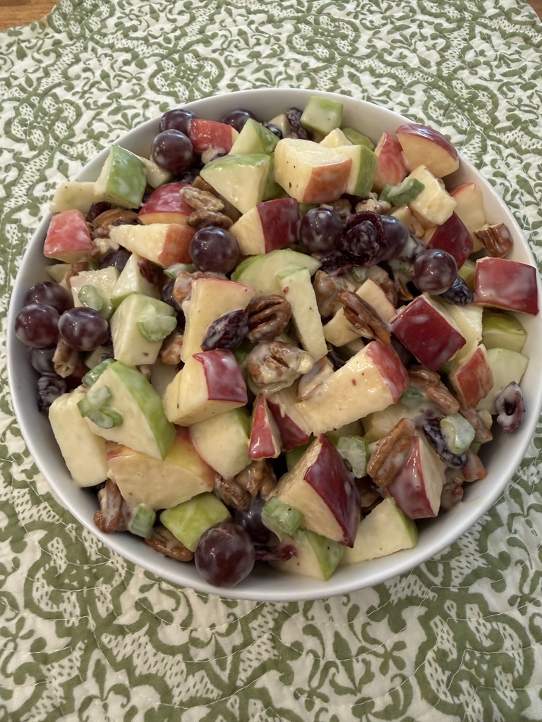 overhead apple salad in bowl